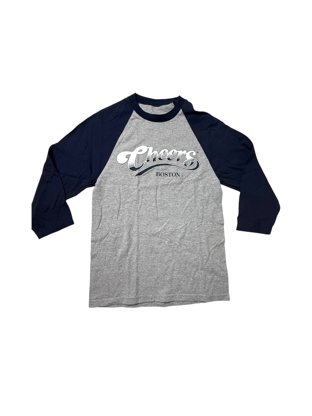 CBS Cheers Boston Raglan Baseball Tee - Gray and Navy